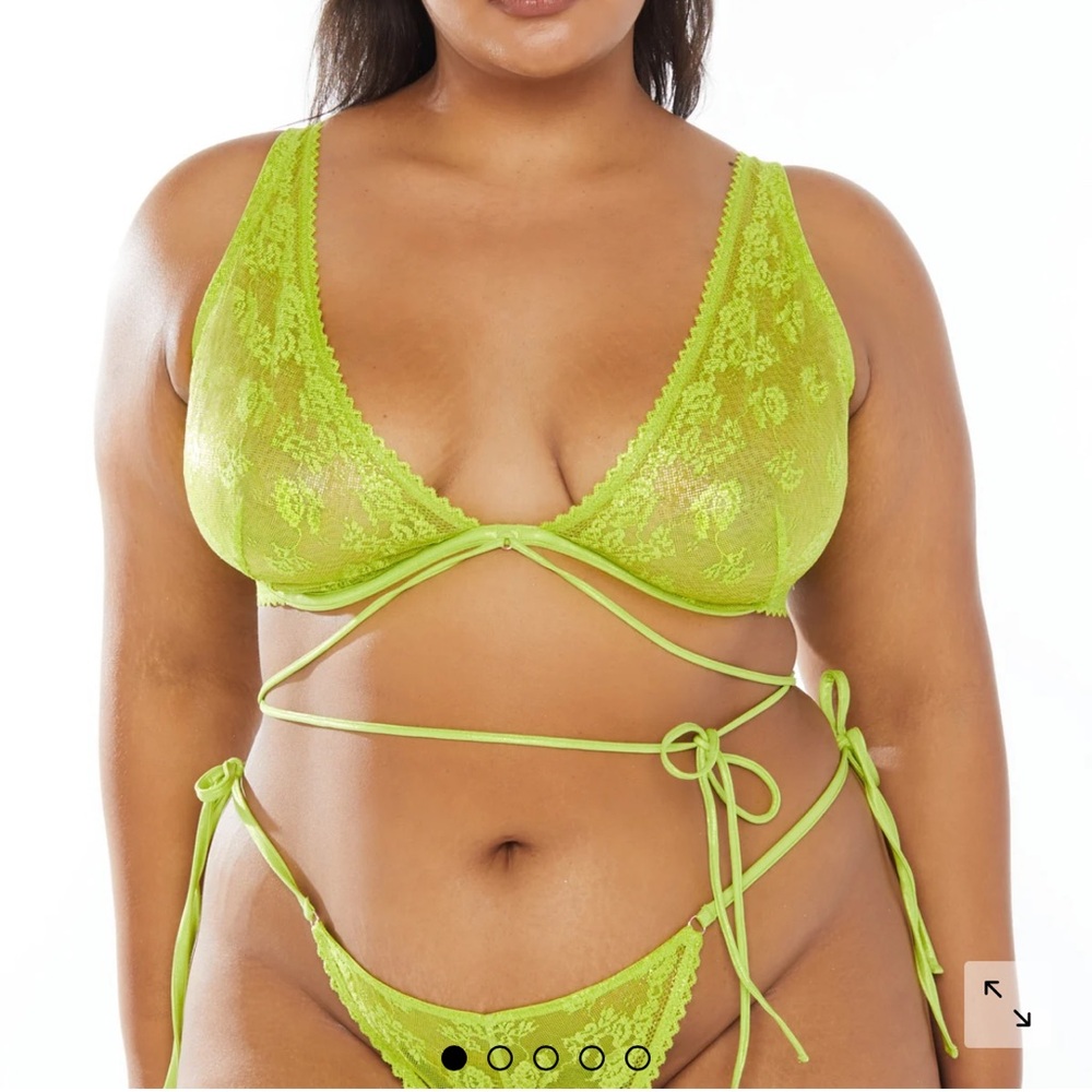 Savage Fenty 38C CAGED LACE UNLINED BRA WITH TIE